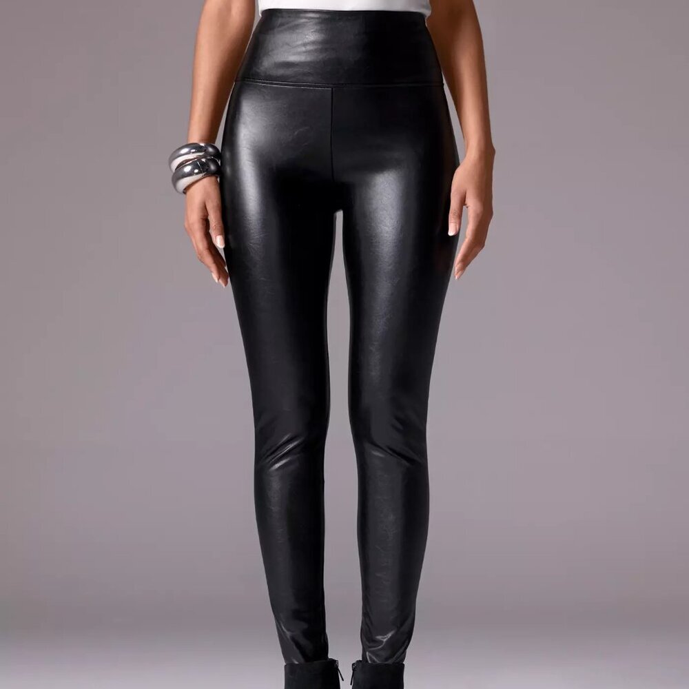 Boston Proper Size XS Black Aspen Faux Leather Pull On Legging, Exc. Used Cond.